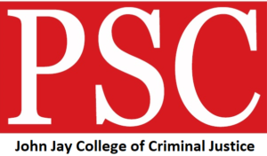Red PSC logo, with text John Jay College of Criminal Justice Justice